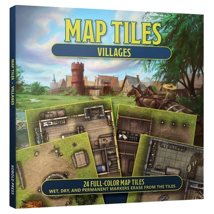 Набор тайлов Kobold Press Villages, 24 карты 18×18 см