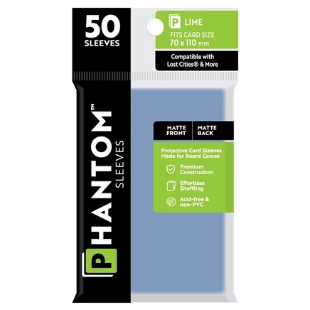 Протекторы для карт Phantom Sleeves 70 × 110 мм матовые, лаймовые (50)