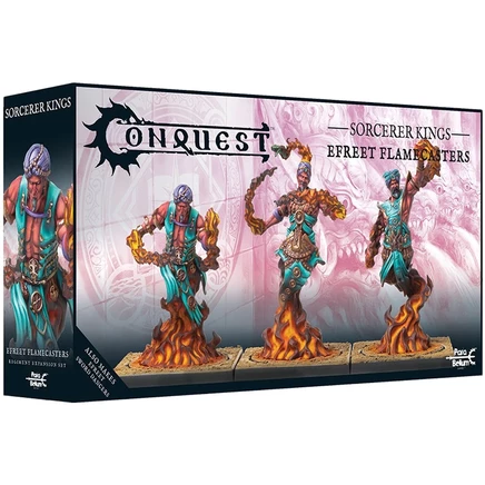 Набор миниатюр Conquest: Sorcerer Kings — эфриты (огнемаги или мечевые танцоры), пластиковый, 38 мм, 3 шт.