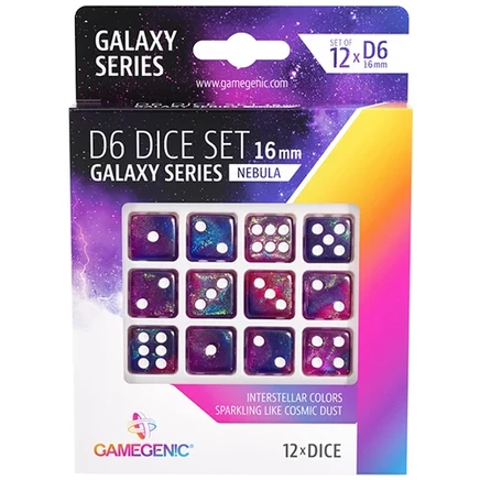 Набор шестигранных кубиков Galaxy Nebula 16 мм, 12 шт
