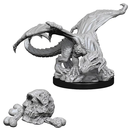 Непокрашенная миниатюра D&D W10: детёныш чёрного дракона