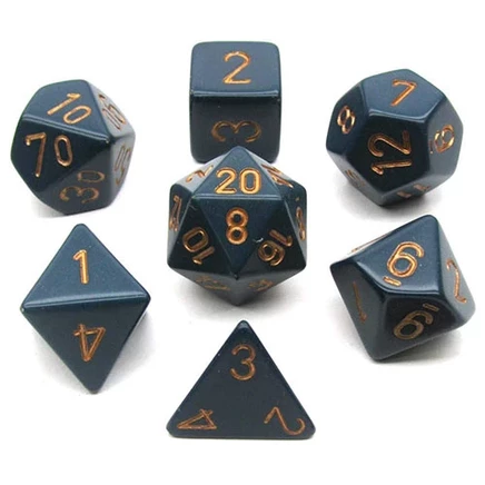 Набор кубиков Chessex (7 шт.) пыльно-голубые с медью