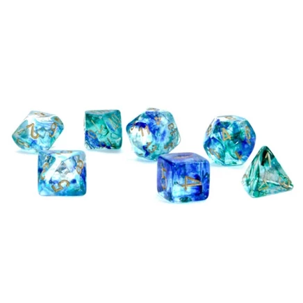 Кубики Chessex Nebula Luminary, 7 шт., океанические, золото