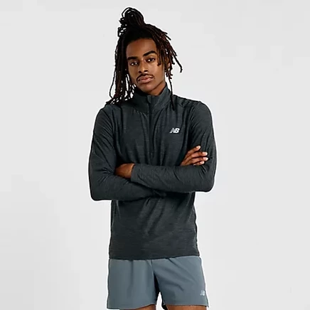 Толстовка New Balance Space Dye 1/4 Zip, черно-серая