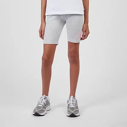 Велошорты New Balance Stacked Logo, серый меланж