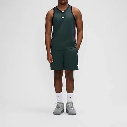 Шорты New Balance Basketball Performance Mesh, темно-зеленые с белым