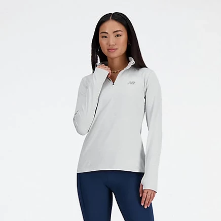 Женская толстовка New Balance Sport Essentials Quarter-Zip, серый меланж