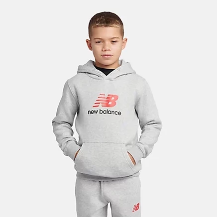 Худи New Balance Brush Back Stacked Logo, черное