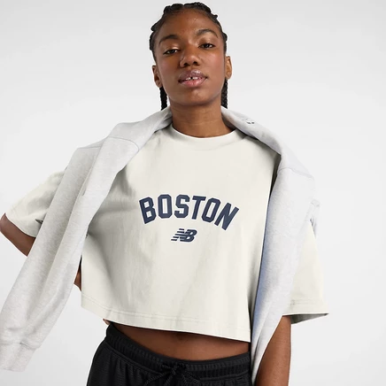 Женская футболка New Balance Boston Heritage, светло-серая