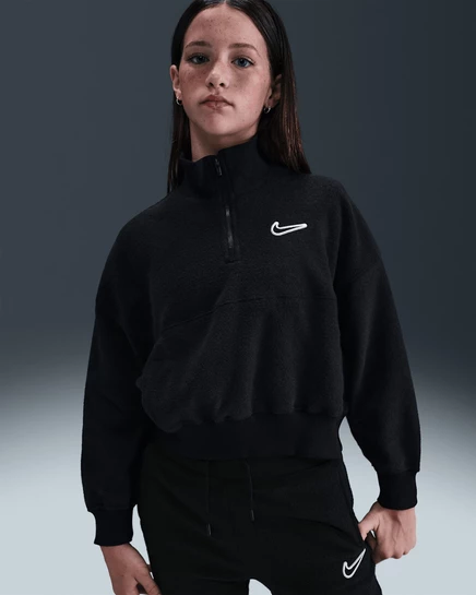 Девочковая флисовая толстовка Nike Sportswear, черно-белая