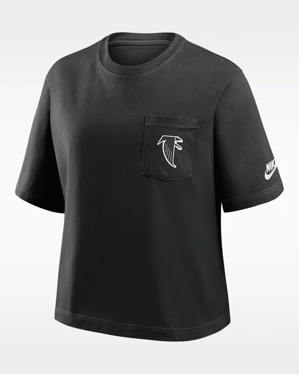 Женская футболка Nike Rewind Pocket Boxy Atlanta Falcons с карманом, черная