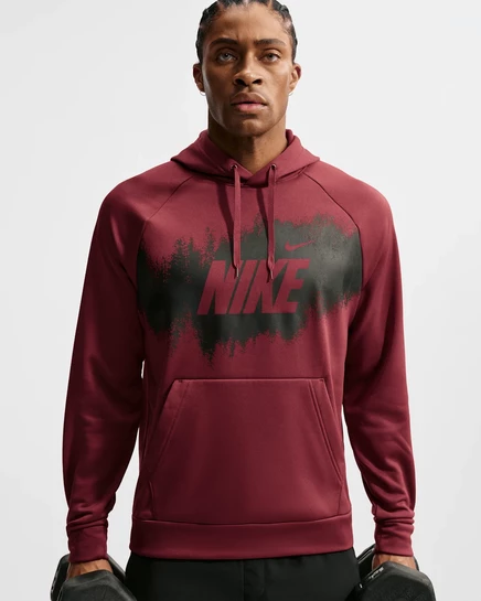 Мужское худи Nike Therma-FIT флисовое, темно-красное