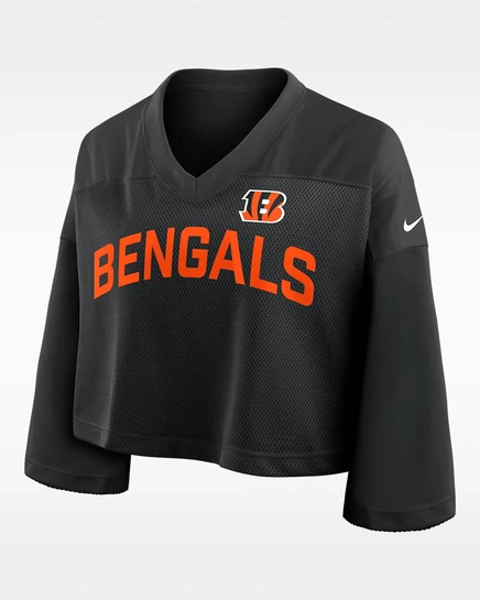 Женский кроп‑топ Nike Dri-FIT Cincinnati Bengals, черный