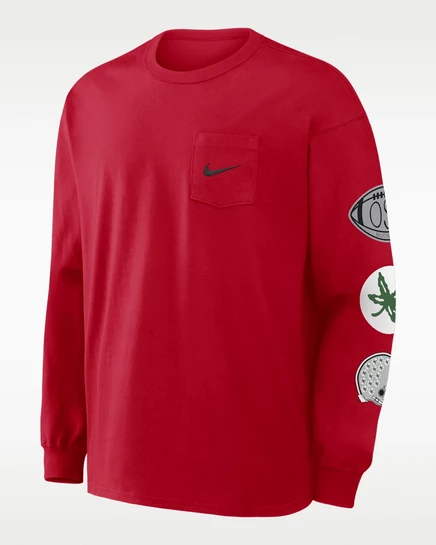Мужской лонгслив Nike Ohio State Academic Max90, алый