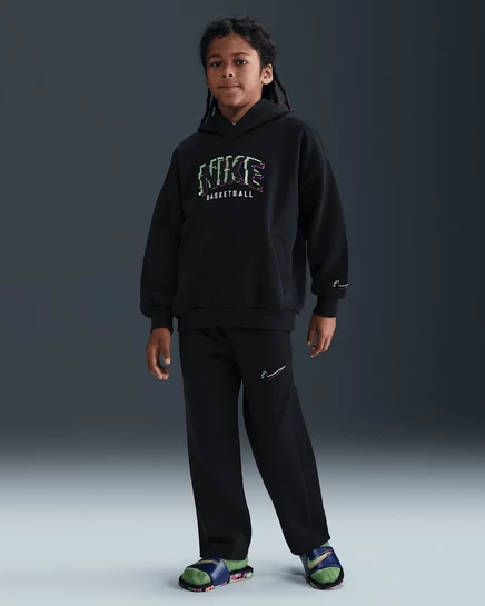 Детские флисовые брюки Nike Culture of Basketball, черно/зеленые