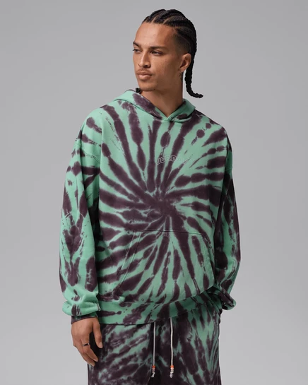 Мужская худи Jordan Brooklyn Fleece тай-дай, зеленый/бордовый/кремовый
