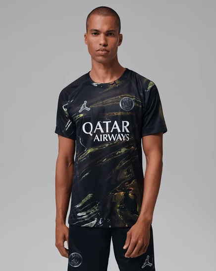 Мужская футболка Jordan PSG 2026 Dri-FIT, черно-белая