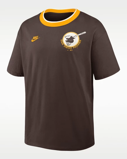 Мужская футболка Nike San Diego Padres Cooperstown Ringer, коричнево-золотая