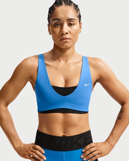 Женский спортбюстгальтер Nike Pro Sculpt средней поддержки, светло-голубой/чёрный/белый