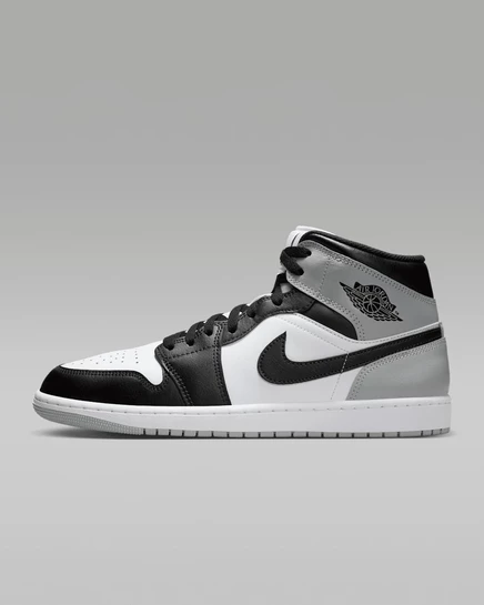 Унисекс кроссовки Jordan 1 Mid, белые/светло-серые/черные