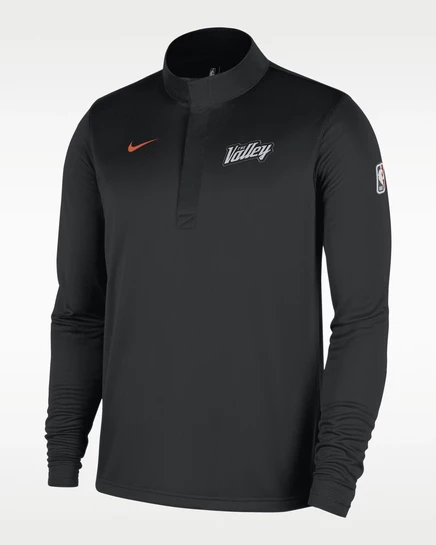 Мужской лонгслив Nike Dri-FIT 1/2‑zip Suns, черный/оранжевый