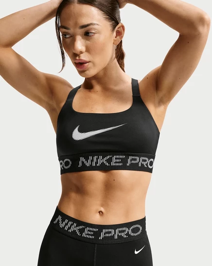 Женский бра Nike Pro без поролона, черный/белый