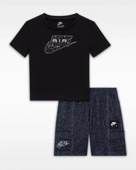 Мальчиковый комплект Nike Dri‑FIT (футболка и карго‑шорты), антрацитовый