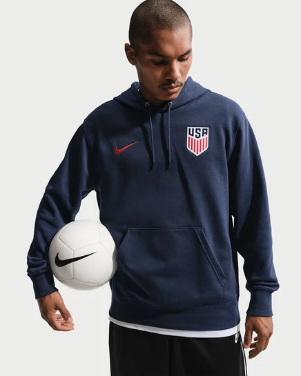Мужская худи Nike USMNT Club French terry с капюшоном, темно-синяя/красная