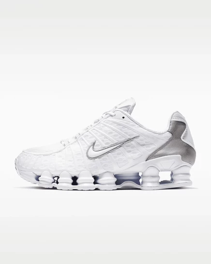 Мужские кроссовки Nike Shox TL SE, бело‑серебристо‑оранжевые
