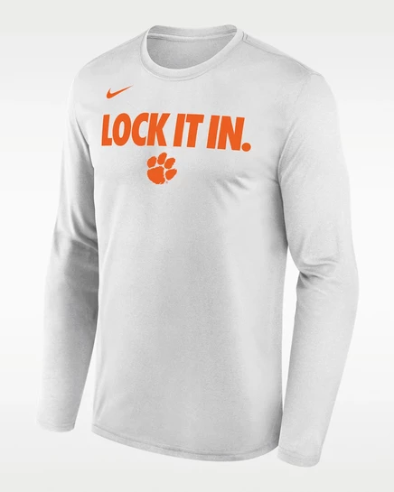 Мужской лонгслив Nike Clemson 2026 On-Court Dri-FIT, белый