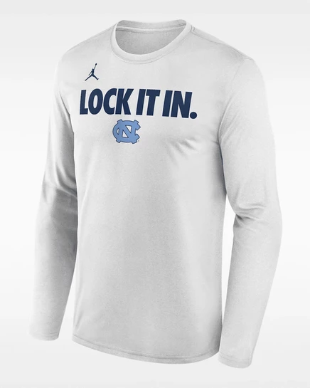 Мужская футболка с длинным рукавом nike north carolina 2026 dri-fit, белая