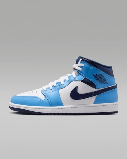 Мужские кроссовки Jordan AJ1 Mid, сине-белые/кремовые