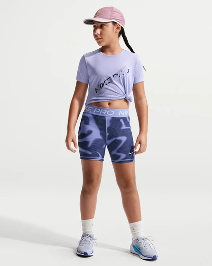Шорты для девочек Nike Pro, 3″, светло-сиреневые/белые