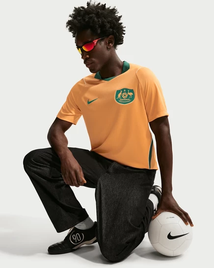 Мужская игровая футболка Nike Australia 2026 Dri-FIT, золотисто-зеленая