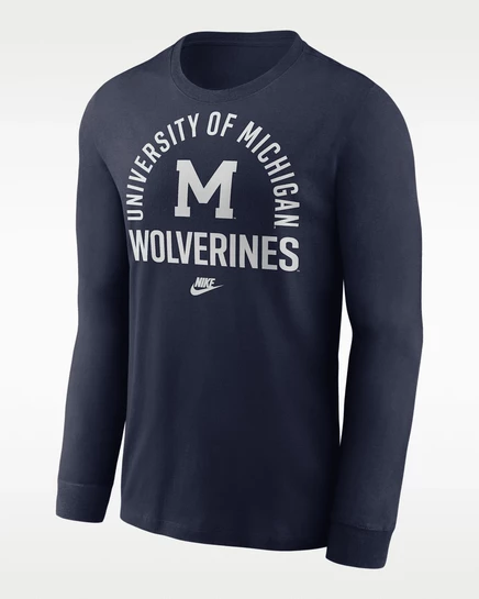 Мужской лонгслив Nike Michigan Legacy Logo, темно-синий