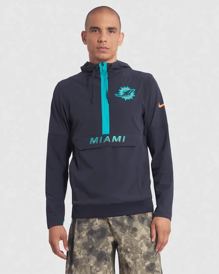 Мужской анорак Nike Miami Dolphins 1/2‑zip, тёмно-синий