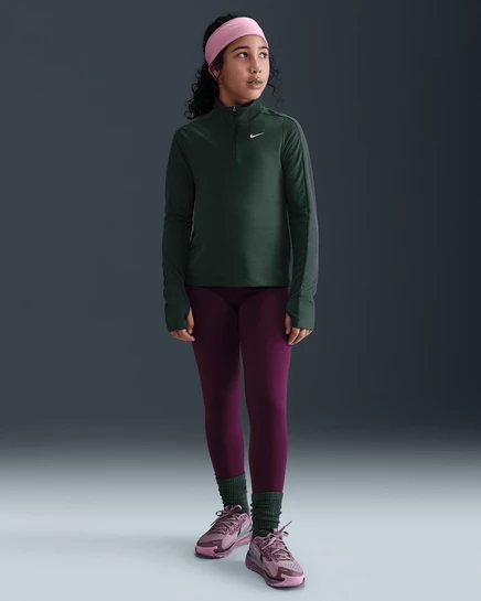Девочковые лосины Nike One с высокой талией, бордовые/белые
