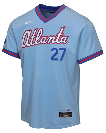 Детское джерси для мальчика Nike Austin Riley Atlanta Braves City Connect, светло-голубое