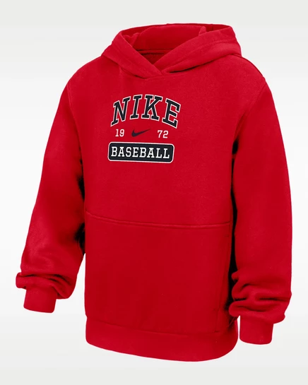 Детское худи Nike Club Fleece бейсбольное, красное