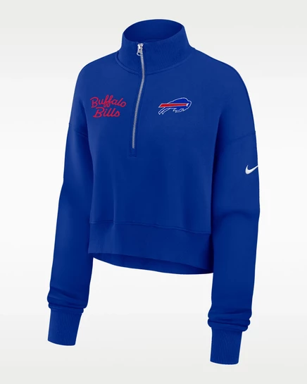 Женская укороченная кофта Nike Buffalo Bills Phoenix с 1/4-молнией, королевская