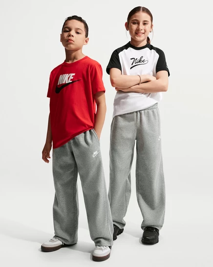 Детские спортивные штаны Nike Sportswear Loose с открытым подолом, темно-серый меланж/белые