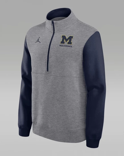 Мужской свитшот Jordan Michigan Club 1/2-zip, серый меланж