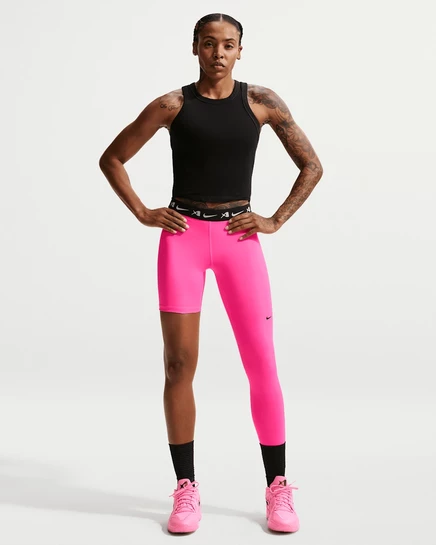 Женские легинсы Nike A'ja Wilson A'symmetric, розово-чёрные