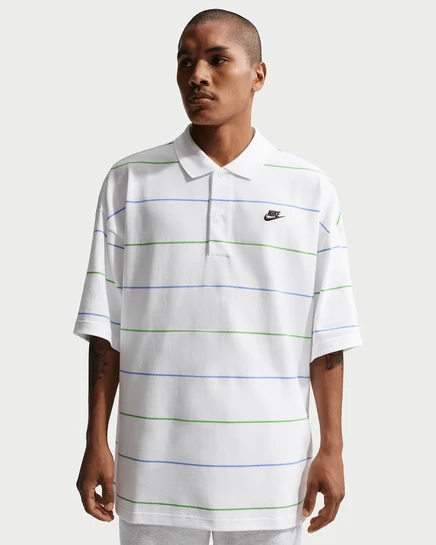 Мужская рубашка-поло Nike Sportswear в полоску, бело-черная