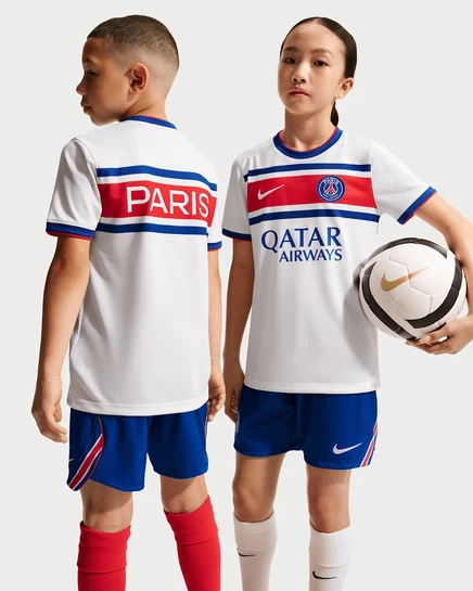 Детская футбольная футболка Nike PSG, бело-синяя