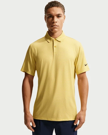 Мужское поло Nike Velocity Dri-FIT для гольфа, белое/шафрановое/черное