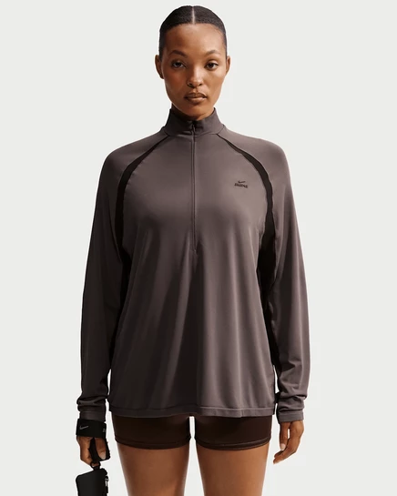 Женский топ NikeSKIMS Stretch Knit на молнии, серо-оранжевый