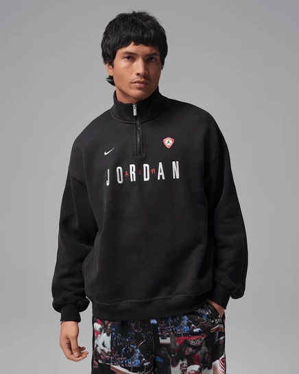 Мужская кофта Jordan Flight 1/4-Zip, черная/молочная