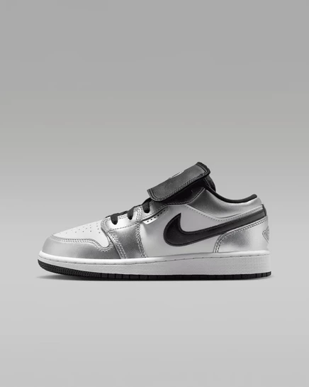 Детские кроссовки Jordan 1 Low, белые/серебристые/черные