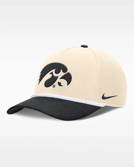 Унисекс кепка Nike Iowa Primetime Rope 2-Tone Rise регулируемая, натуральная